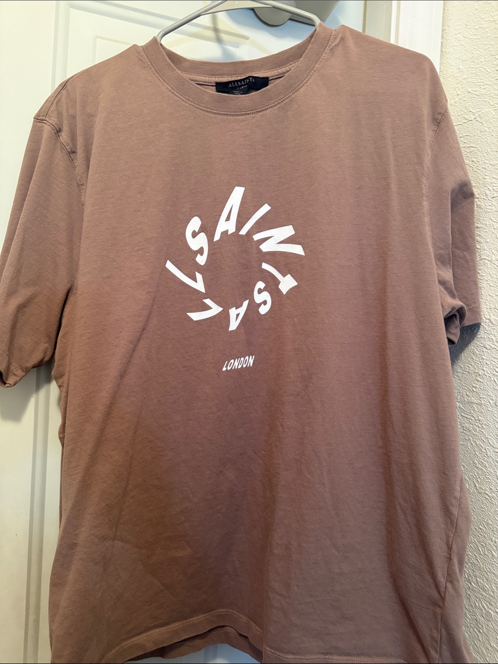 All Saints Brown Short-Sleeve Logo Tee